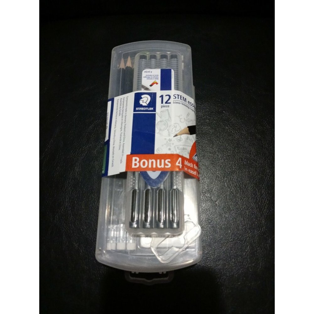 Staedtler 12 Piece STEM Essentials Bonus 4 Black Fineliners in Easel Box